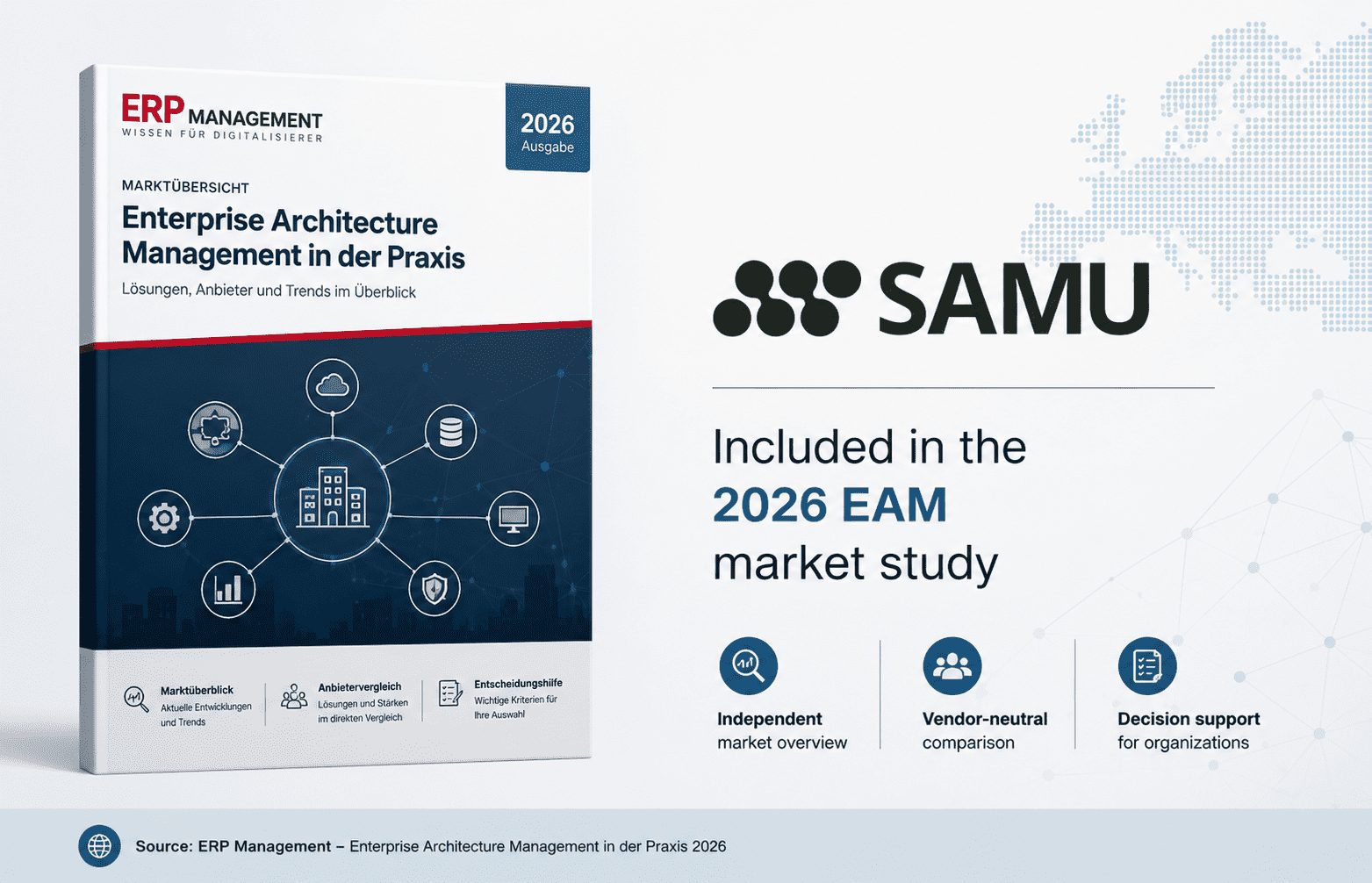 ERP Management’s 2026 Enterprise Architecture Management market study featuring SAMU ERP Management’s 2026 Enterprise Architecture Management market study featuring SAMU